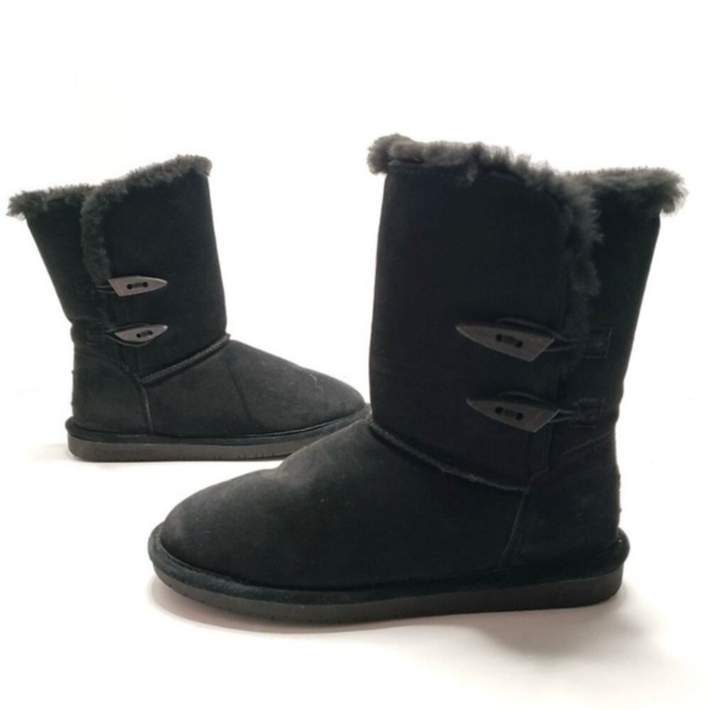 BEAR PAW Abigail Black Shearling Suede Boots 7
